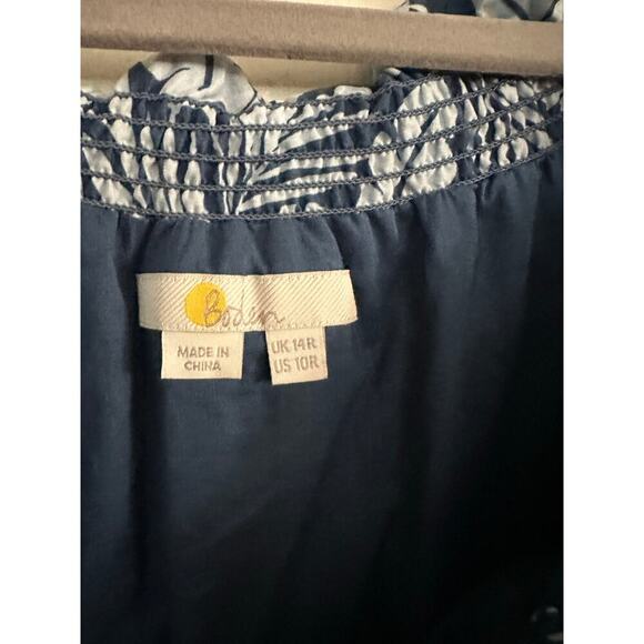 Boden Women's Blue Gray Leaf Print Short Sleeves Midi Dress Size 10 - Picture 3 of 6